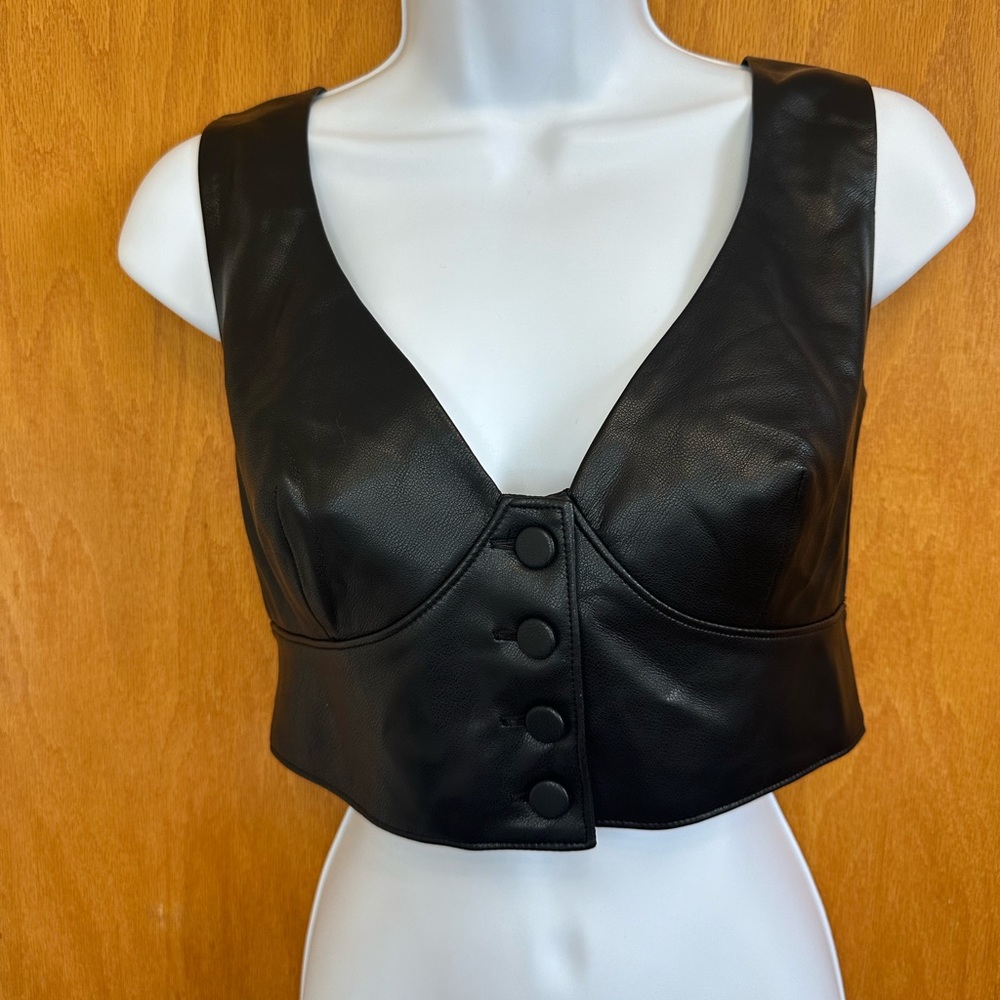 Women’s faux leather top size 2